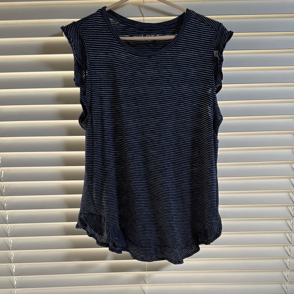 LOFT Blue Muscle Tee Ruffled Relaxed